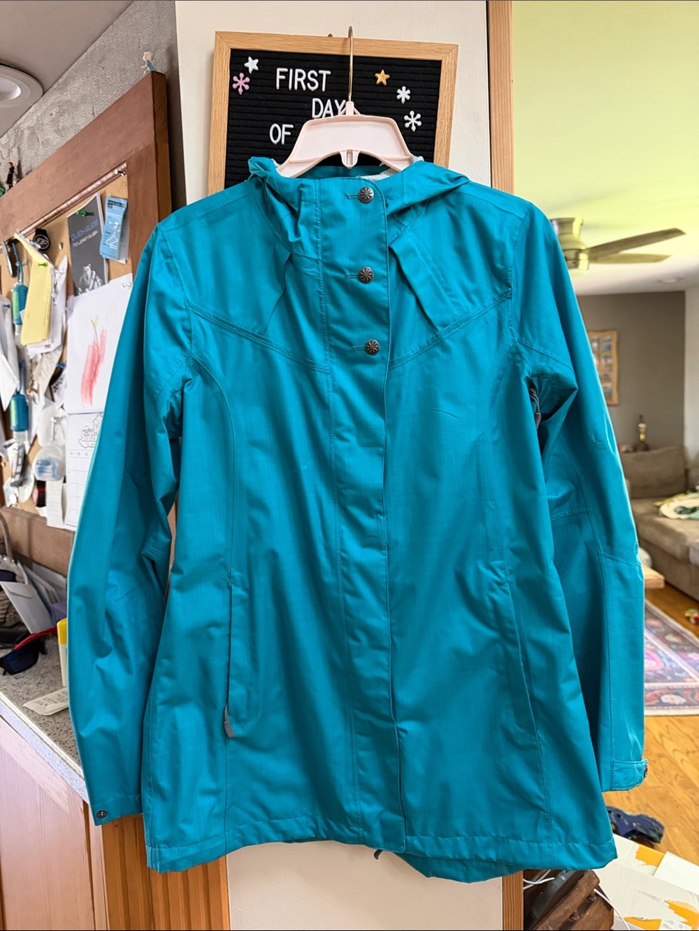 Athleta Teal Hooded Rain Jacket